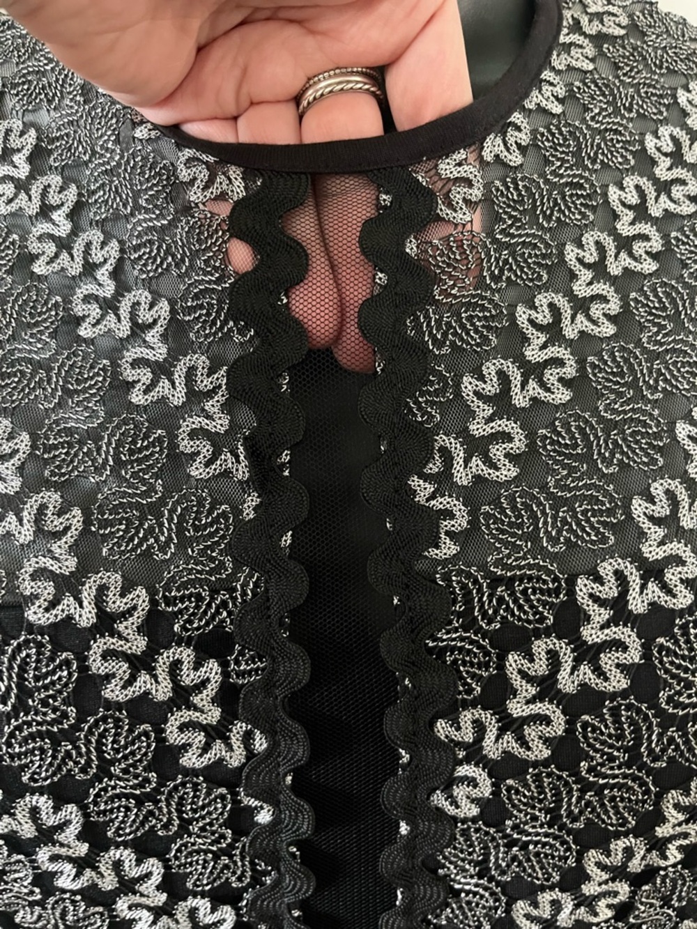 Few Moda Black & Grey Pattern Mini Dress with Ruffle Hem - Picture 7 of 12